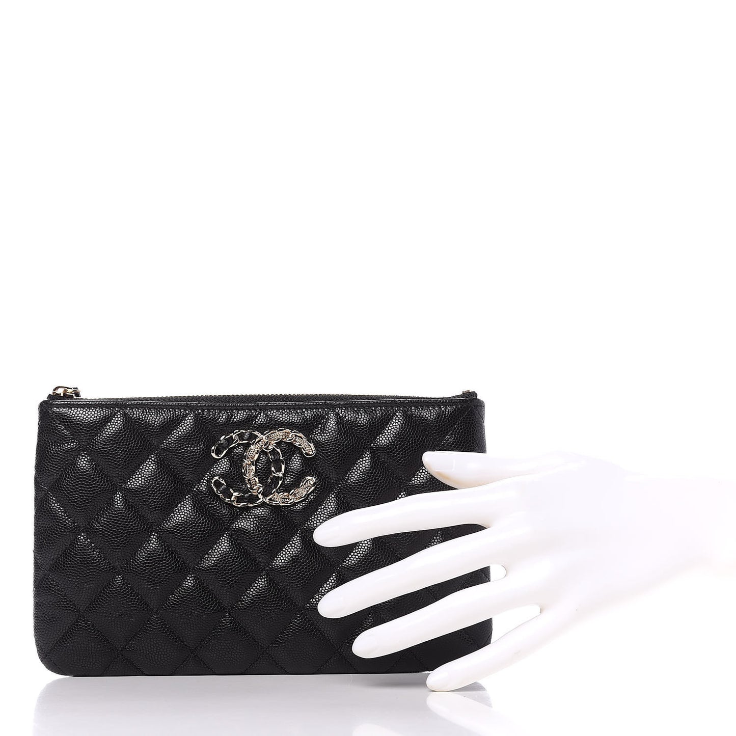 Caviar Quilted Small French New Wave CC Pouch Black
