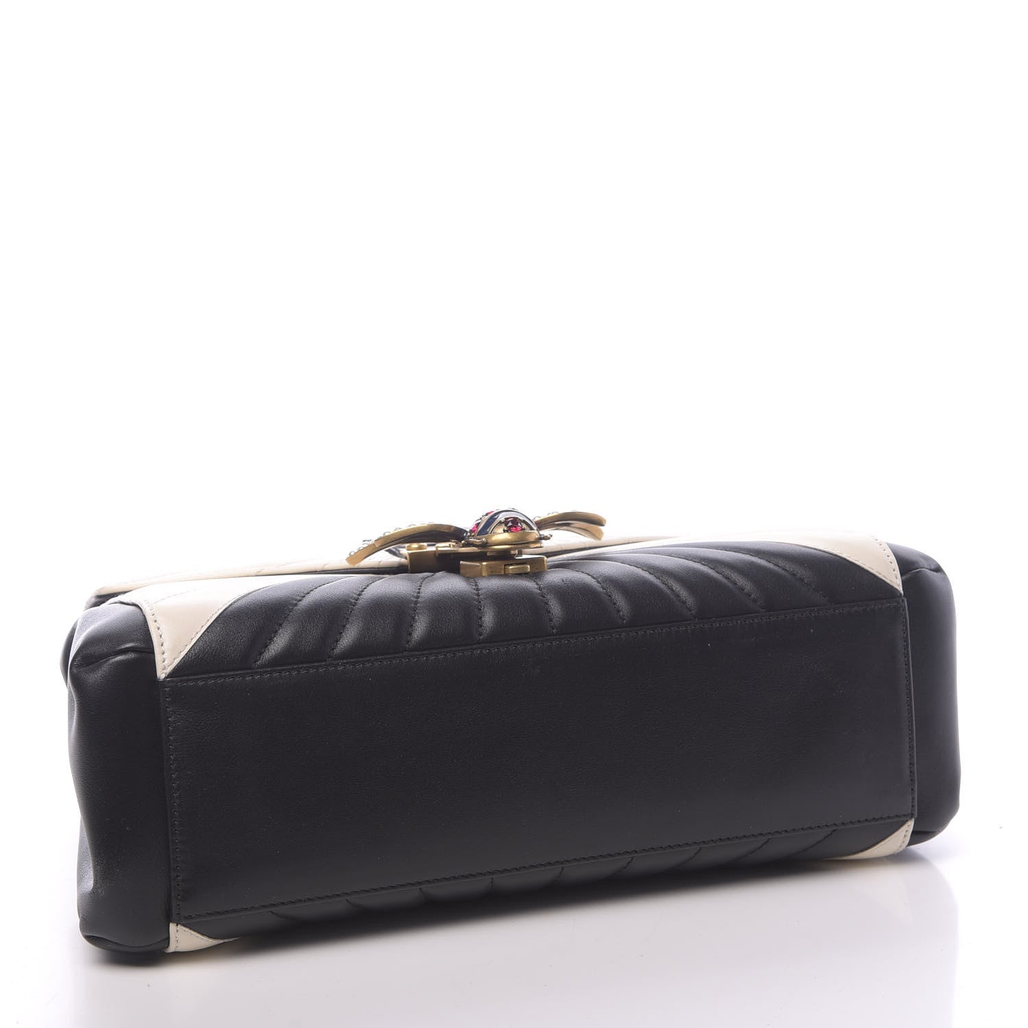 Gucci Calfskin Bamboo Trapuntata Queen Margaret Top Handle Bag Mystic White Black 3 of 9