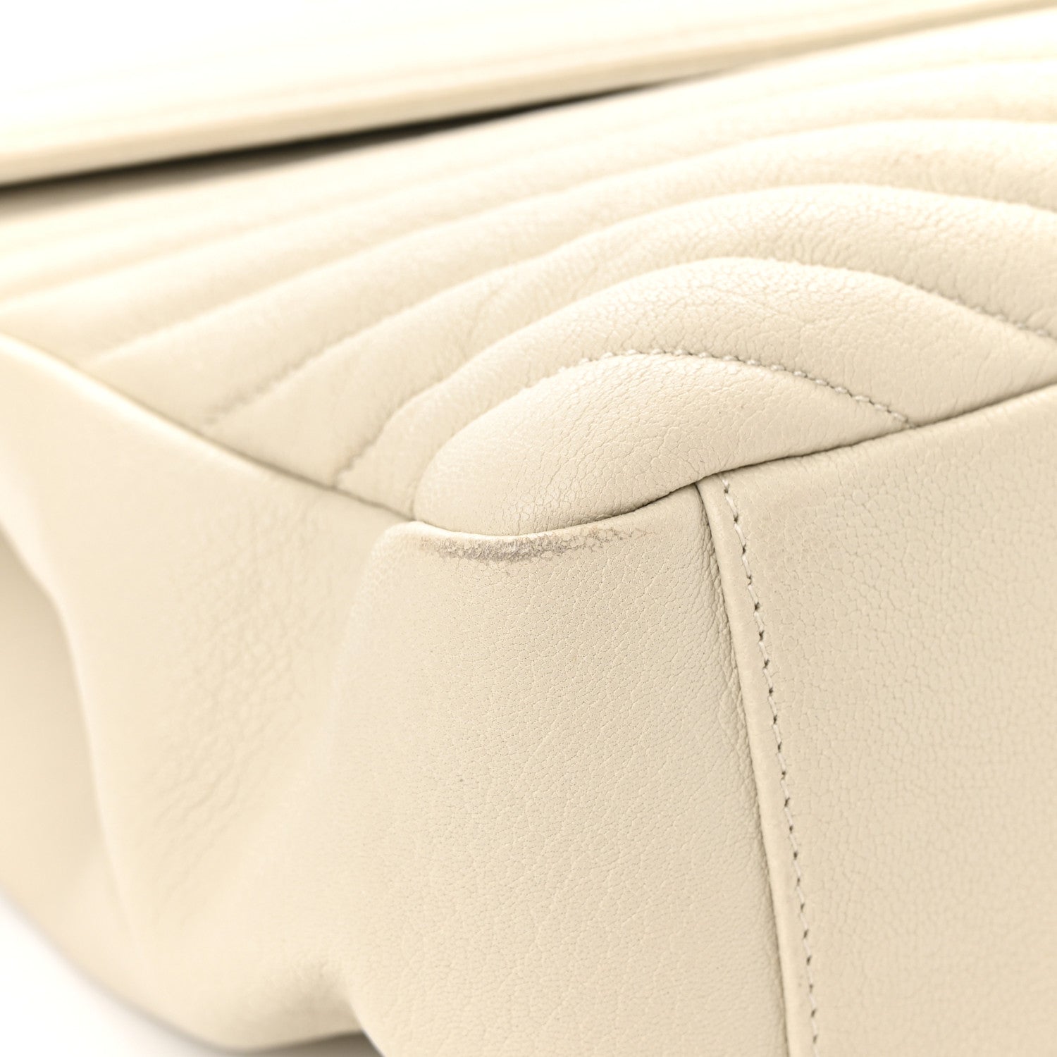 Saint Laurent Sheepskin Matelasse Chevron Monogram Large College Satchel Cream Soft 8 of 18