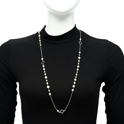 David Yurman Sterling Silver Freshwater Cultured Pearl Quatrefoil Long Chain Necklace 2 of 4