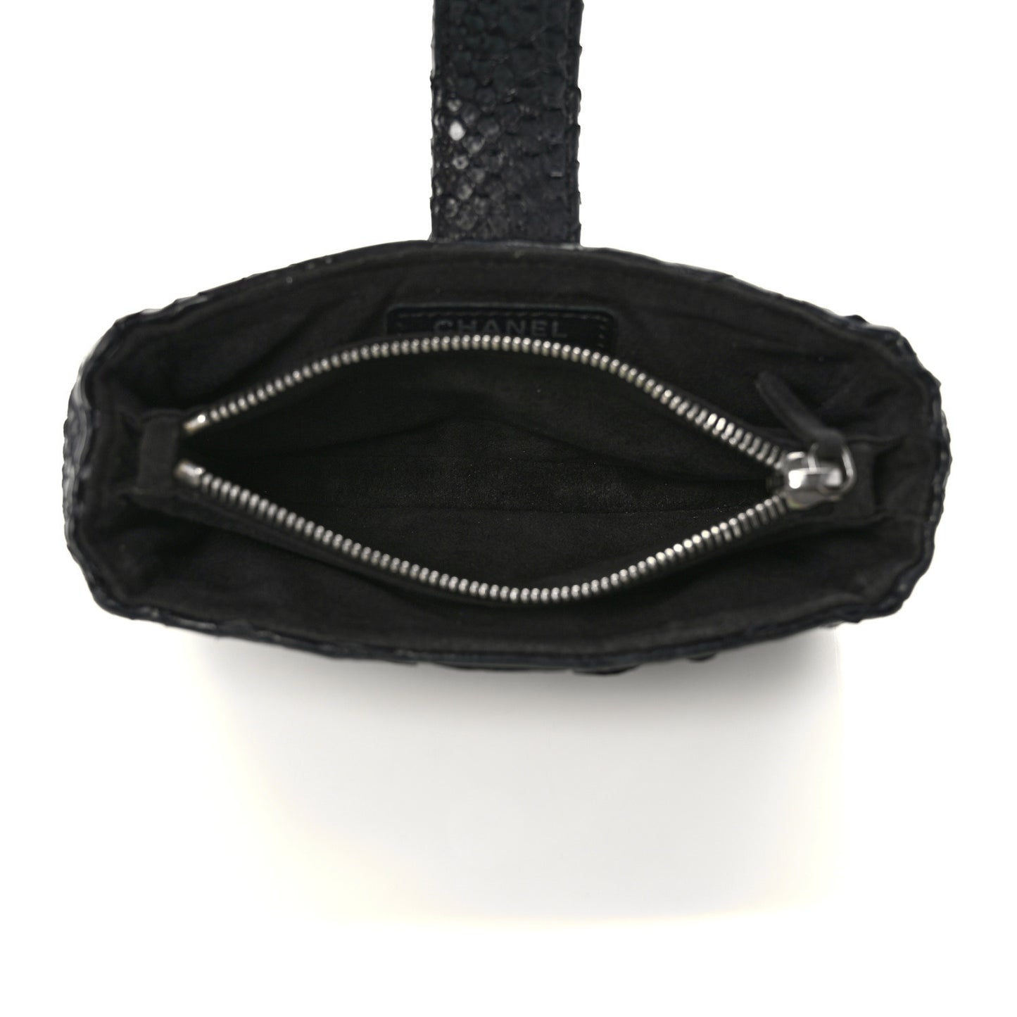 Snakeskin Quilted Mini Phone Holder Clutch Black