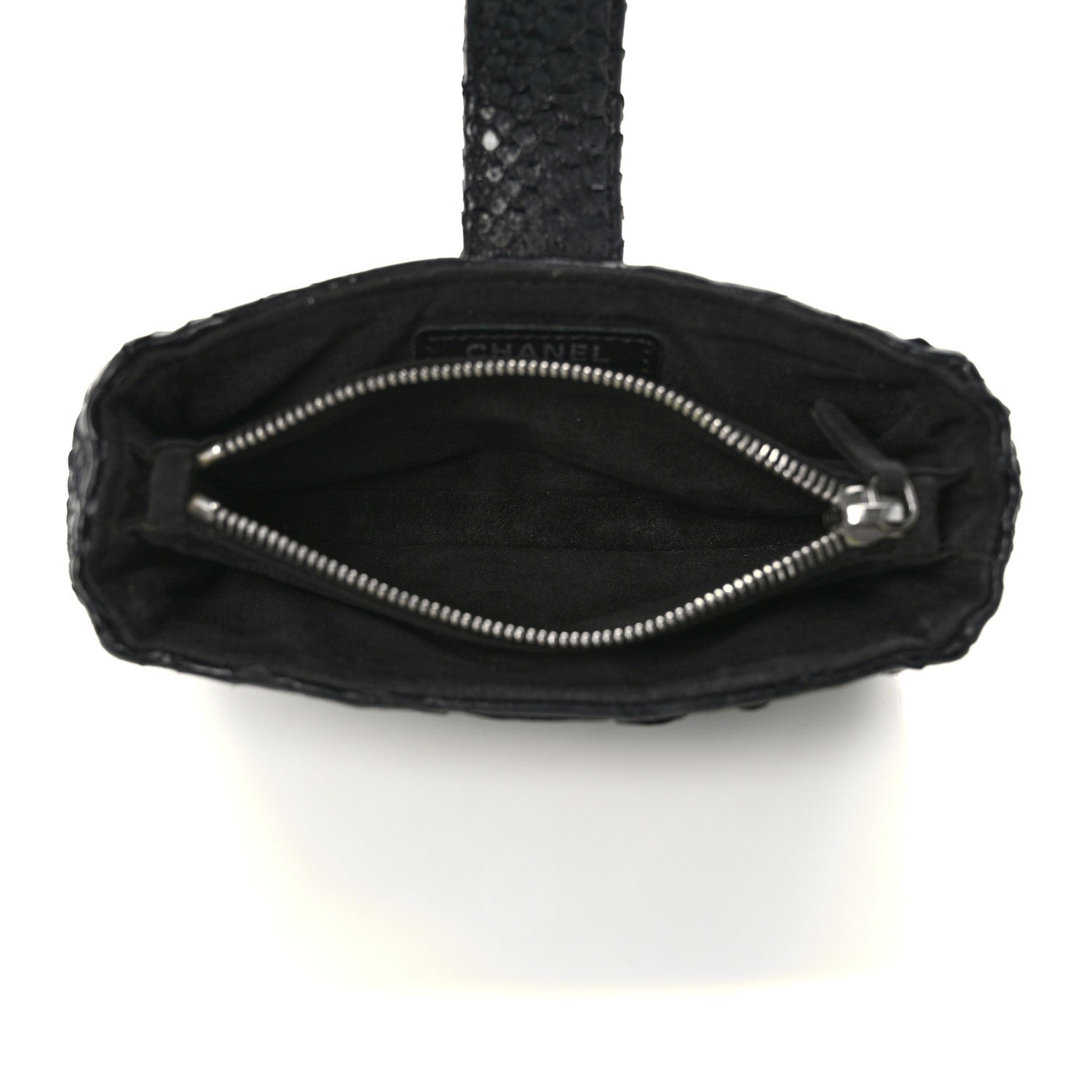 Chanel Snakeskin Quilted Mini Phone Holder Clutch Black 5 of 8