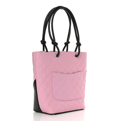 Chanel Calfskin Quilted Medium Cambon Tote Pink Black 3 of 9