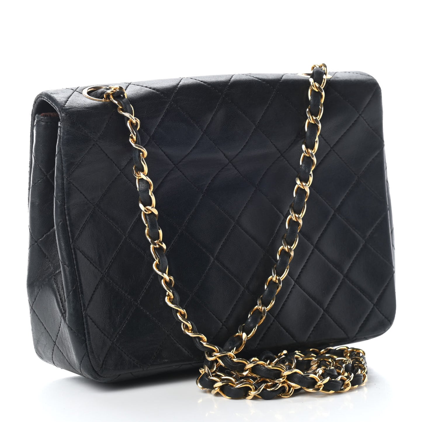 Lambskin Quilted Small Single Flap Black