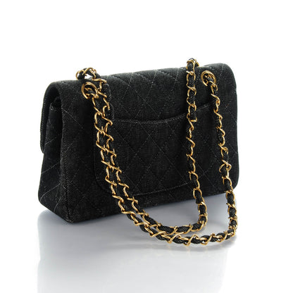 Chanel Denim Quilted Small Double Flap Black 3 of 9