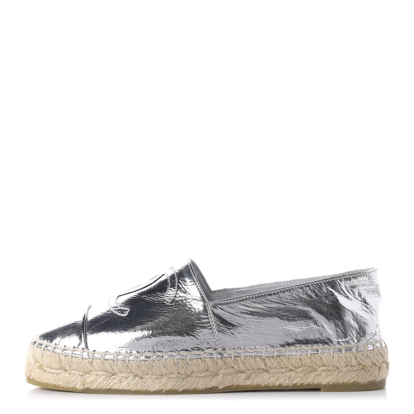 Laminated Goatskin CC Espadrilles 35 Silver