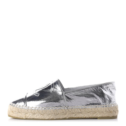 Chanel Laminated Goatskin CC Espadrilles 35 Silver 1 of 10