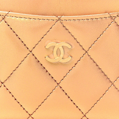 Chanel Metallic Lambskin Quilted CC Card Holder Golden 9 of 10