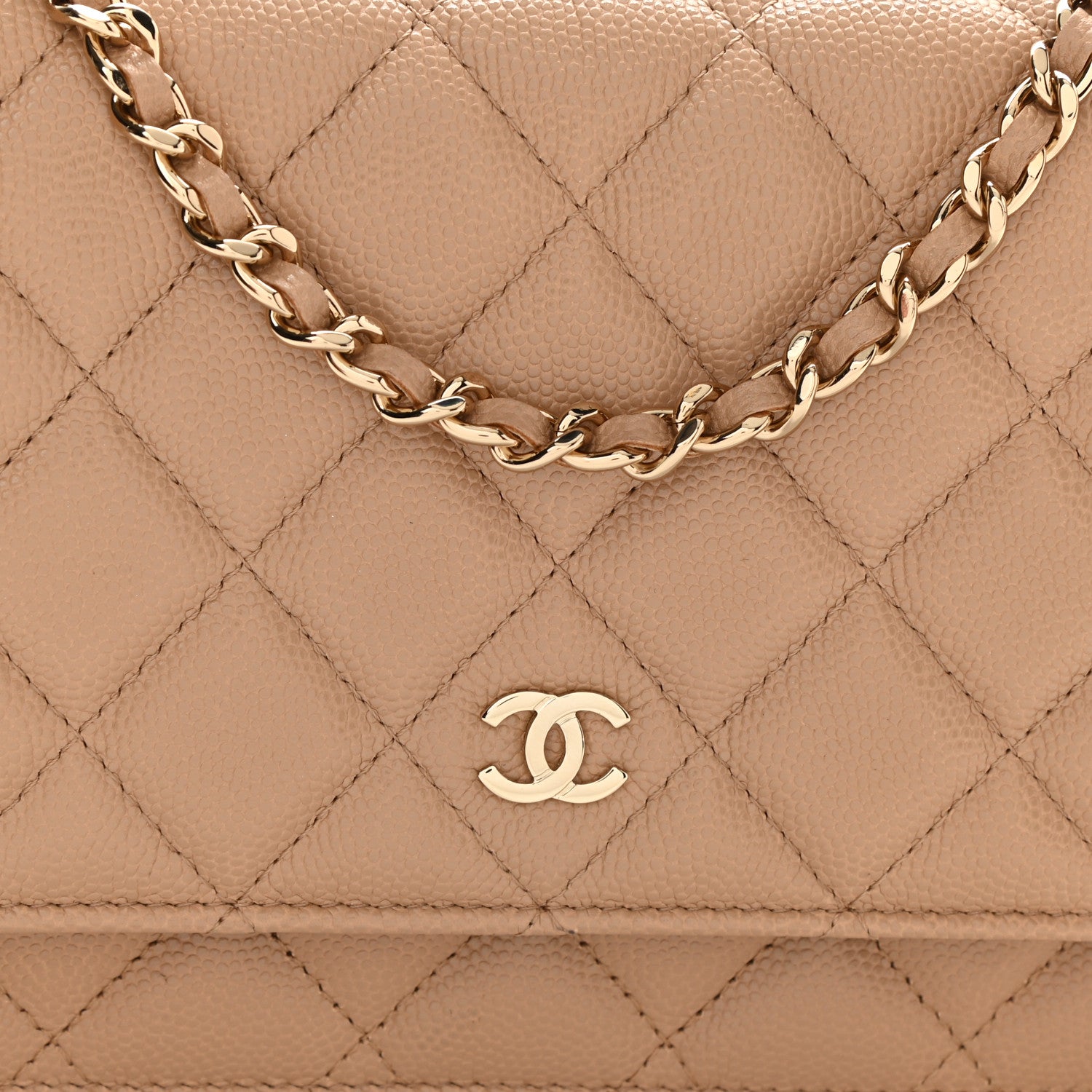 Chanel Caviar Quilted Wallet On Chain WOC Beige 9 of 12