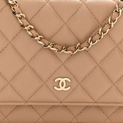 Chanel Caviar Quilted Wallet On Chain WOC Beige 9 of 12