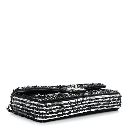 Chanel Sequin Quilted Pearl CC Flap Clutch Black 4 of 11