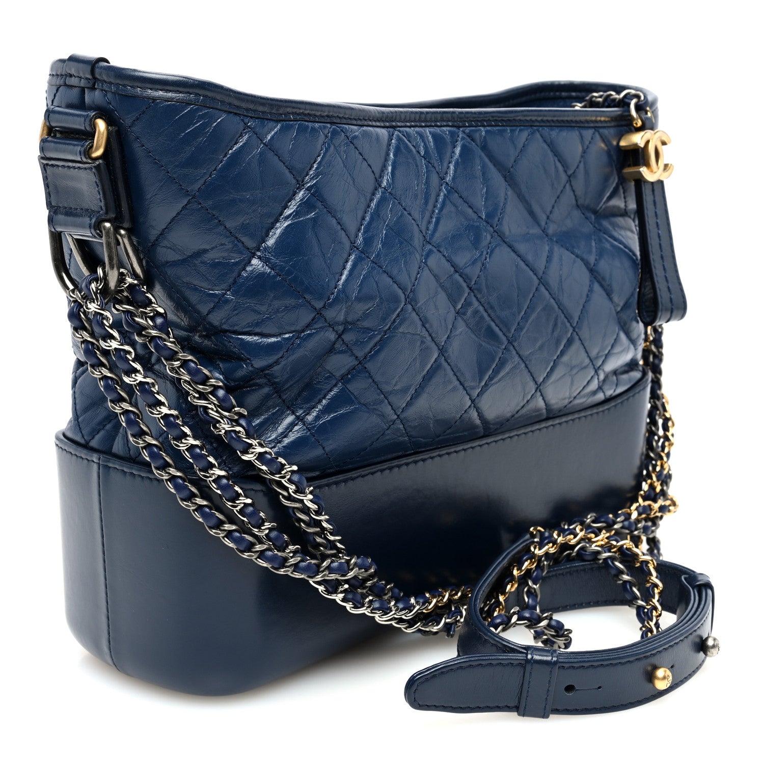 Chanel Aged Calfskin Quilted Medium Gabrielle Hobo Blue 3 of 10