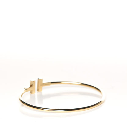 Tiffany 18K Yellow Gold Diamond T Wire Bracelet 3 of 5