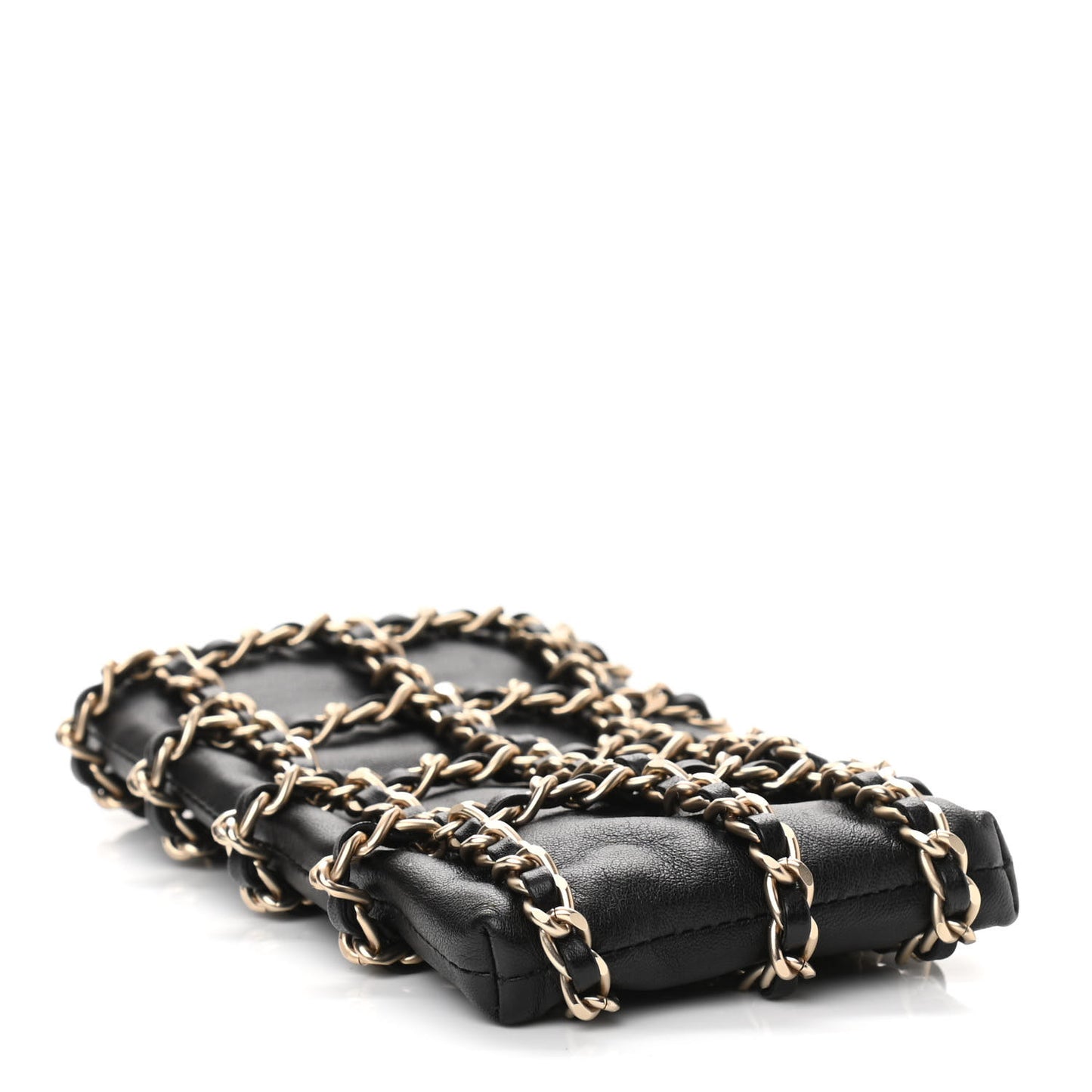 Lambskin Tech Me Out Clutch With Chain Black