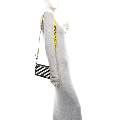 Off-White Saffiano Striped Mini Diag Binder Clip Bag Black White Yellow 2 of 13