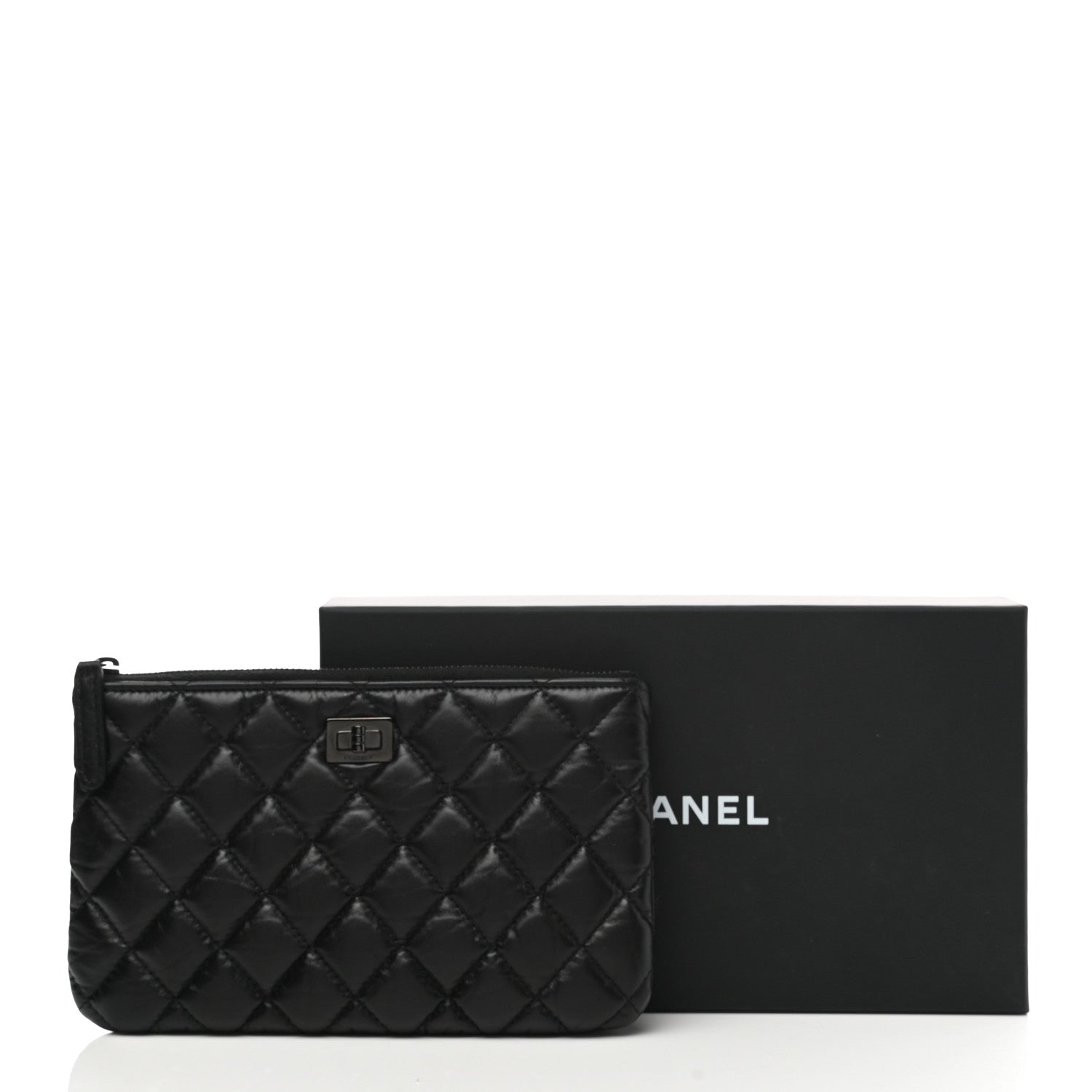 Chanel Aged Calfskin Quilted Medium Reissue Cosmetic Case So Black 8 of 8