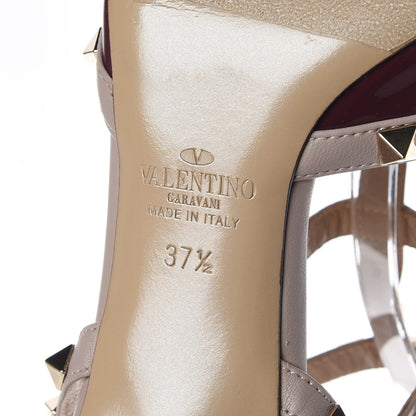 Valentino Garavani Patent Rockstud Ankle Strap Low Heel Pumps 37.5 Rubin Poudre 8 of 10