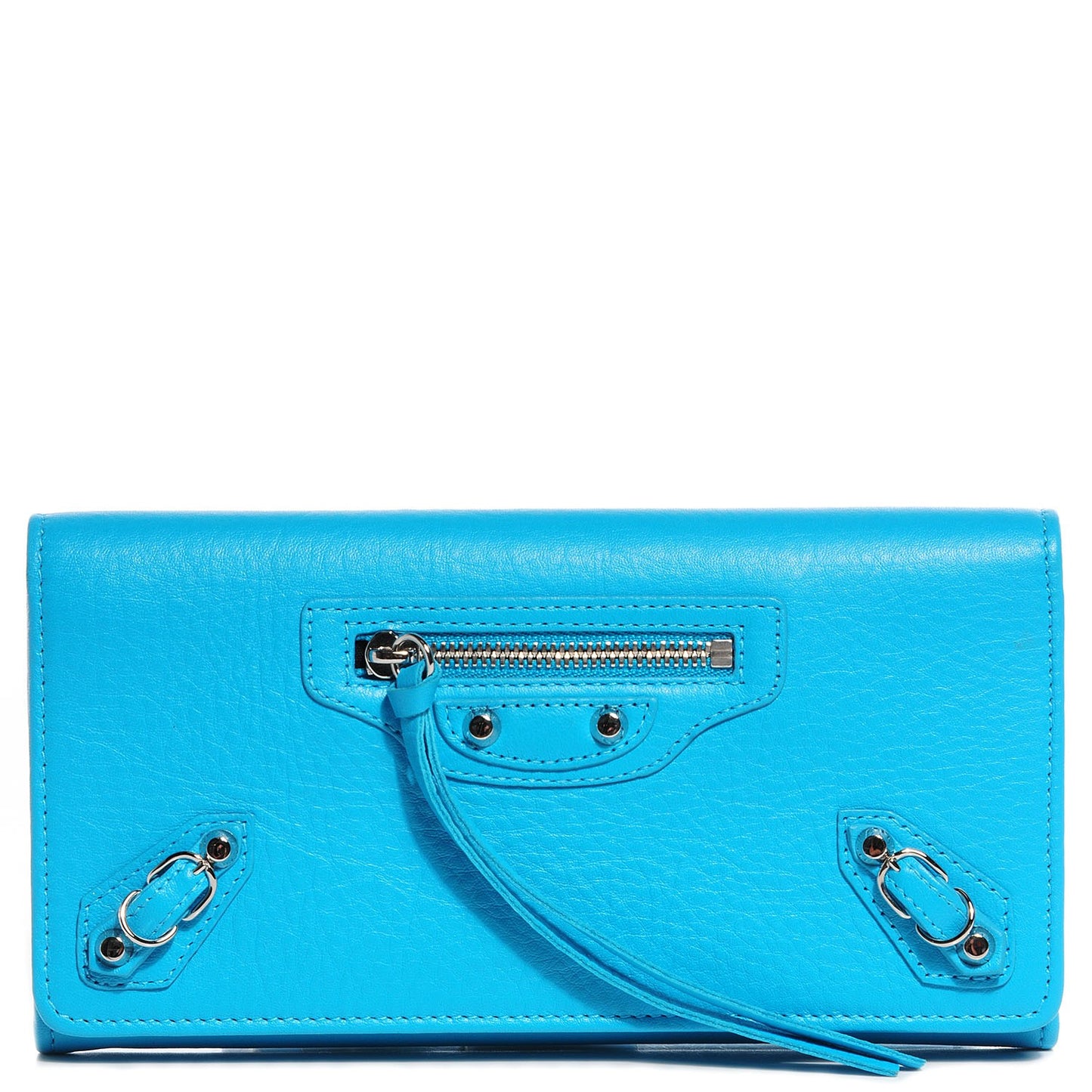 Supple Calfskin Papier Platre Money Wallet Bleu Caraibes