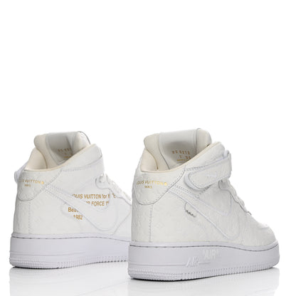Louis Vuitton X NIKE AIR FORCE 1 Calfskin Monogram Mid Sneakers 7 White 4 of 10