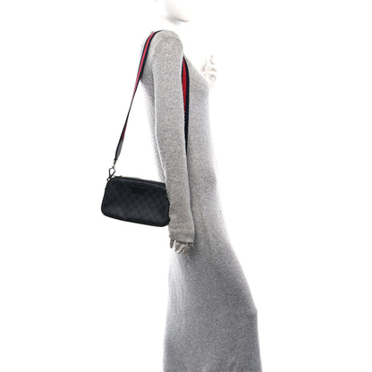 Gucci GG Supreme Monogram Web Shoulder Bag Black Grey 3 of 10