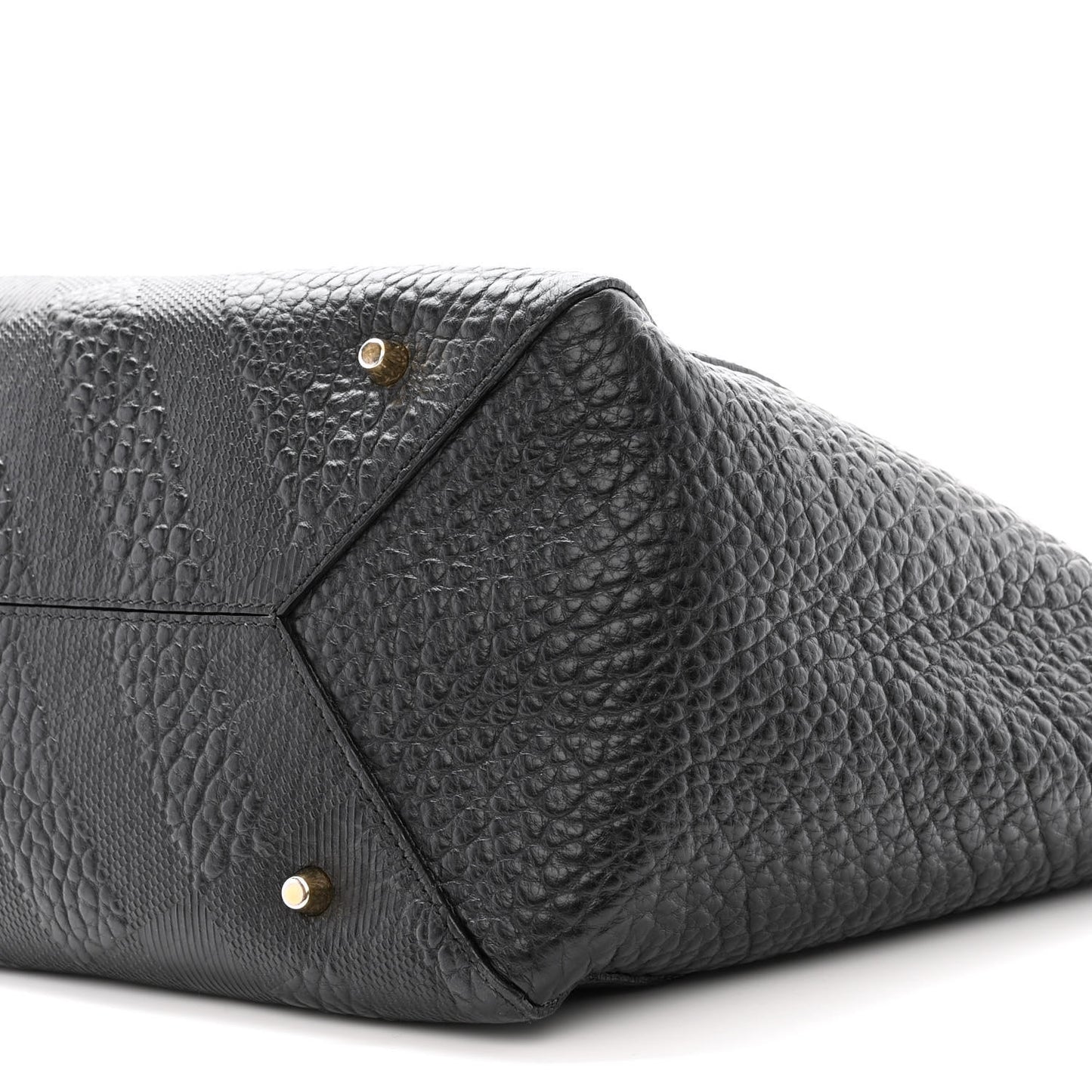 Signature Grain Calfskin Check Embossed Small Canterbury Tote Black