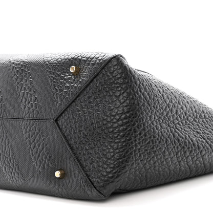 Burberry Signature Grain Calfskin Check Embossed Small Canterbury Tote Black 11 of 11