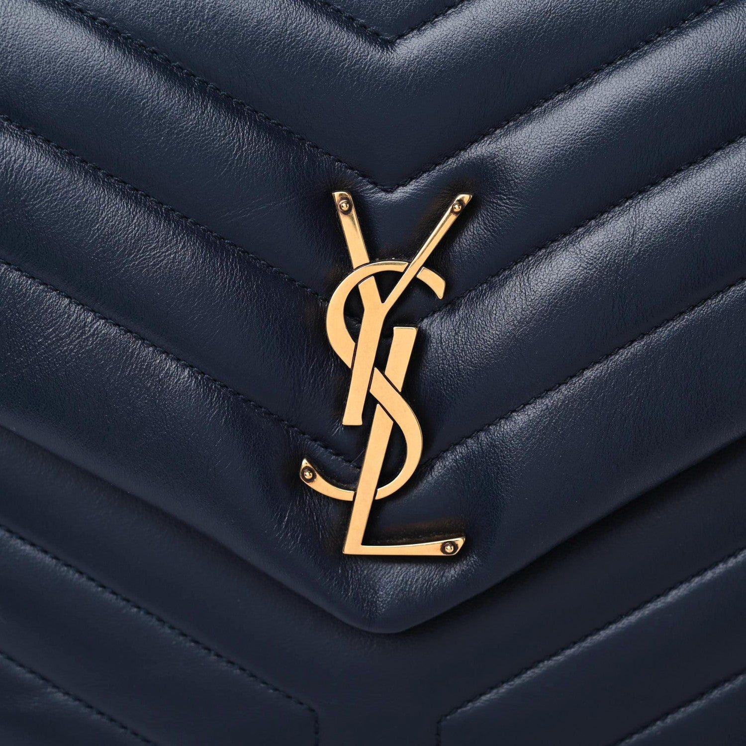 Saint Laurent Calfskin Y Quilted Monogram Medium Loulou Chain Satchel Deep Marine 15 of 15