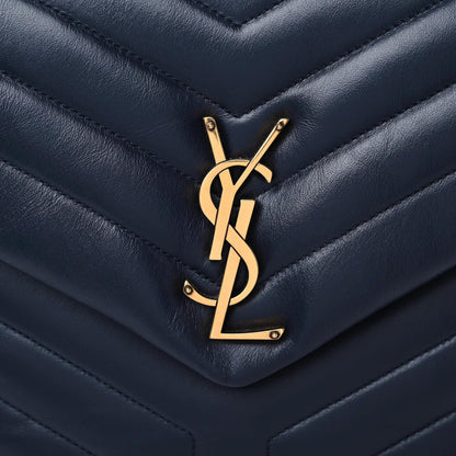 Saint Laurent Calfskin Y Quilted Monogram Medium Loulou Chain Satchel Deep Marine 15 of 15