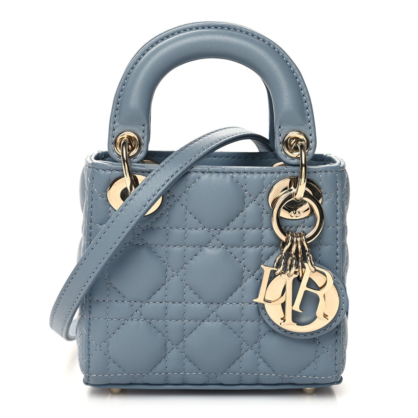 Lambskin Cannage Micro Lady Dior Cloud Gray