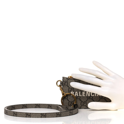 Gucci X BALENCIAGA GG Supreme Monogram Logo Card Case With Strap Beige Ebony 2 of 7