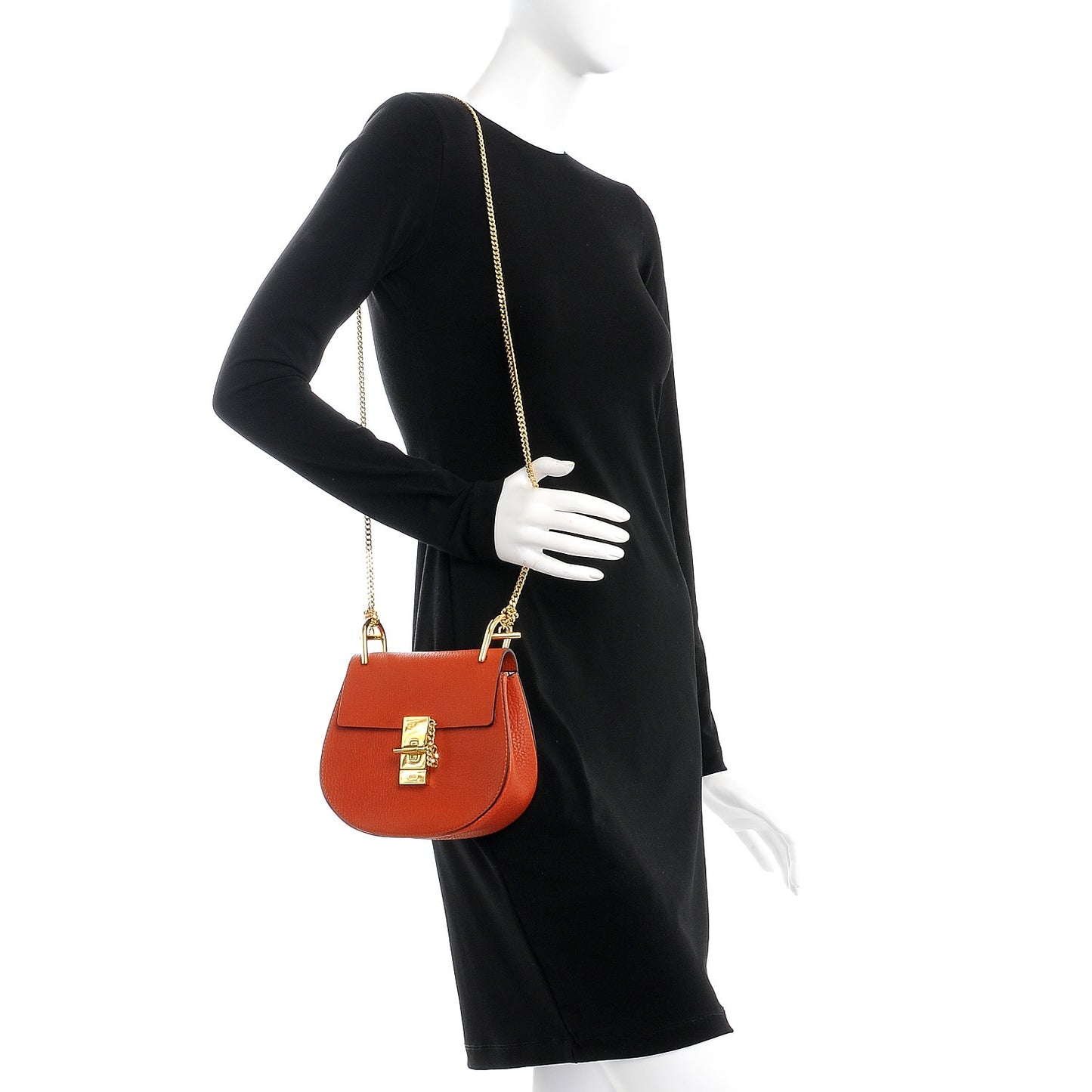 Grained Lambskin Mini Drew Shoulder Bag Foxy Orange