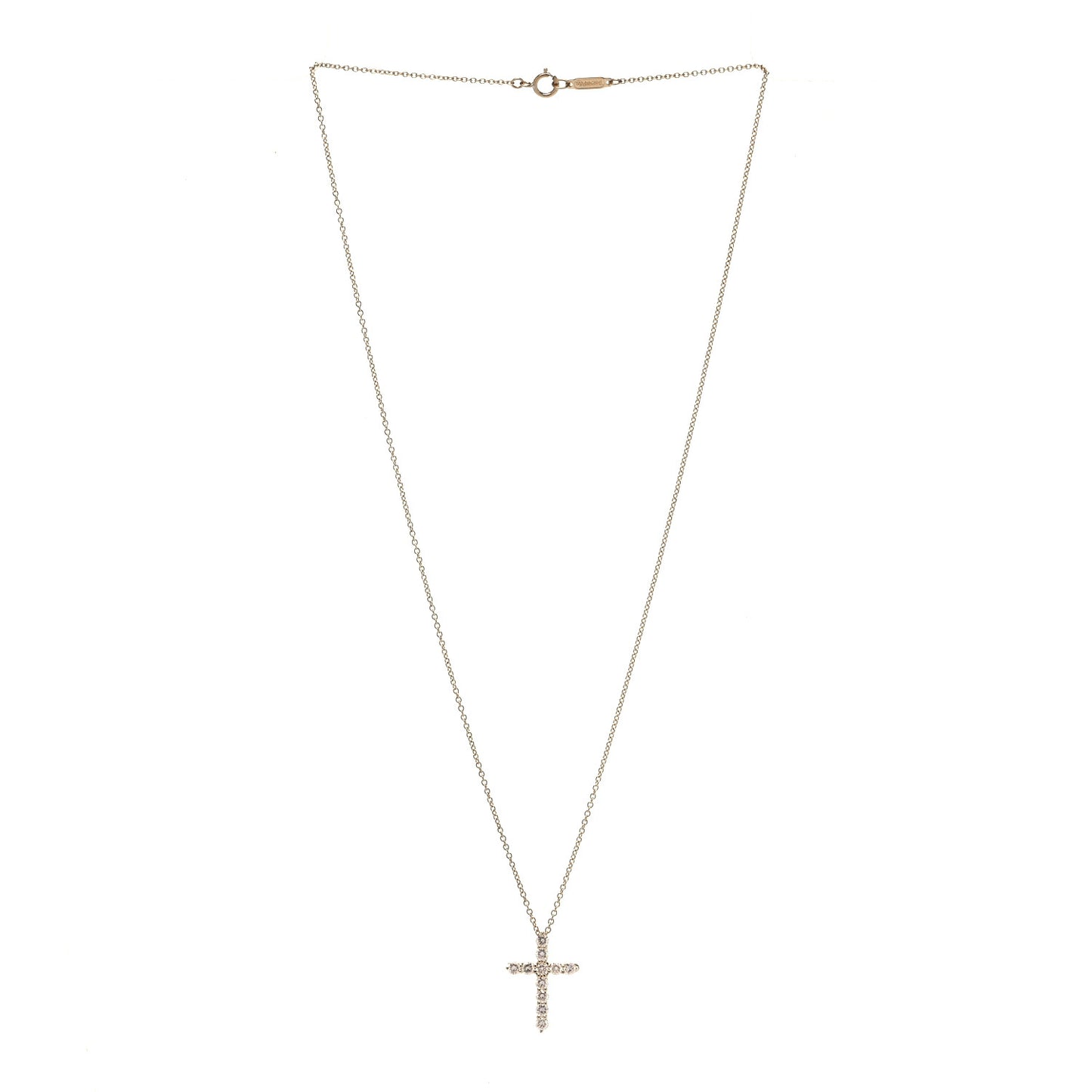 18K Yellow Gold Diamond Small Cross Pendant Necklace