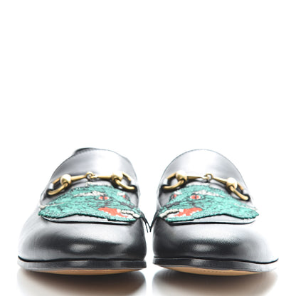 Gucci Lambskin Wolf Embroidered Mens Brixton Horsebit Loafers 9 Black 2 of 9