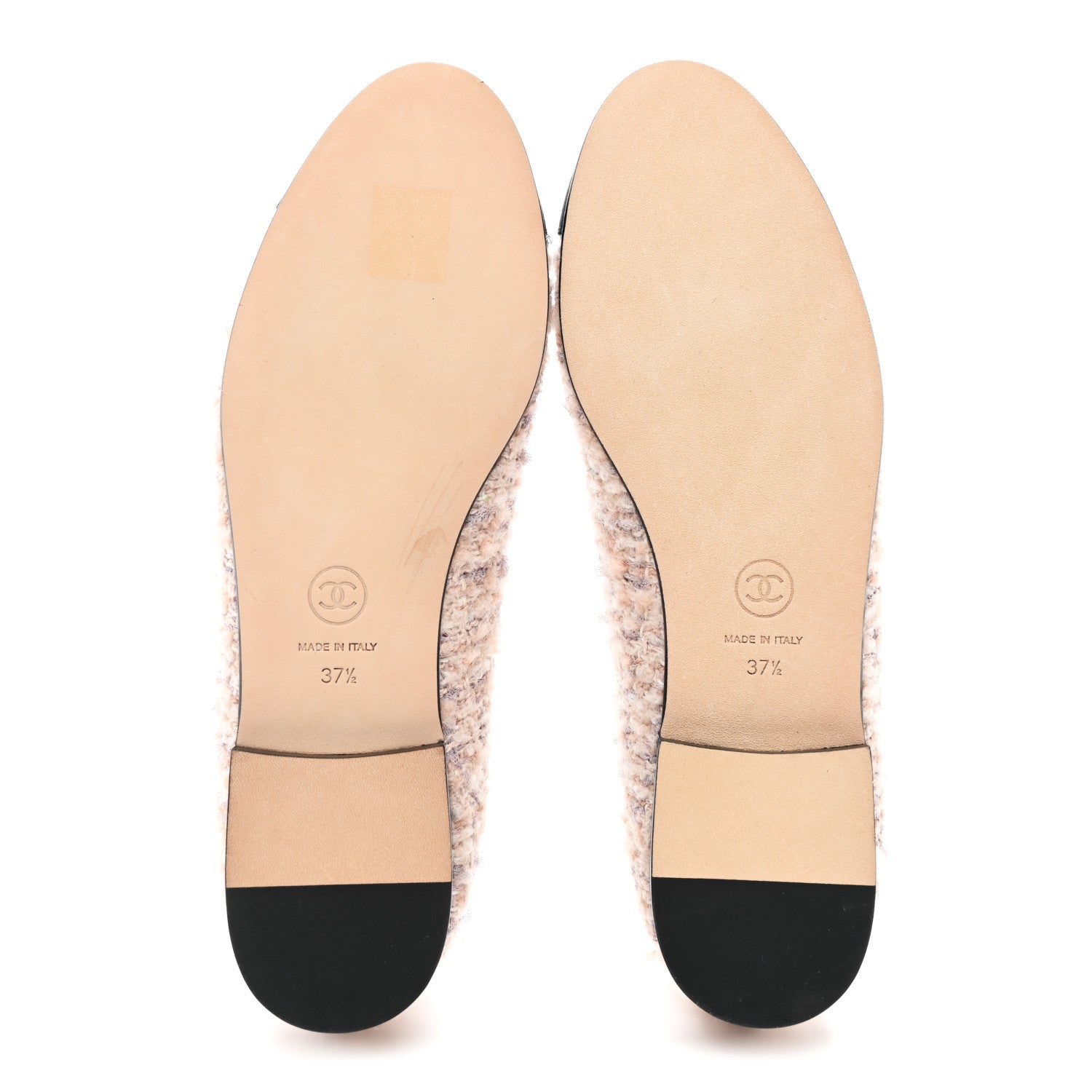 Chanel Tweed Grosgrain Cap Toe Ballerina Flats 37.5 Light Pink Black 5 of 9