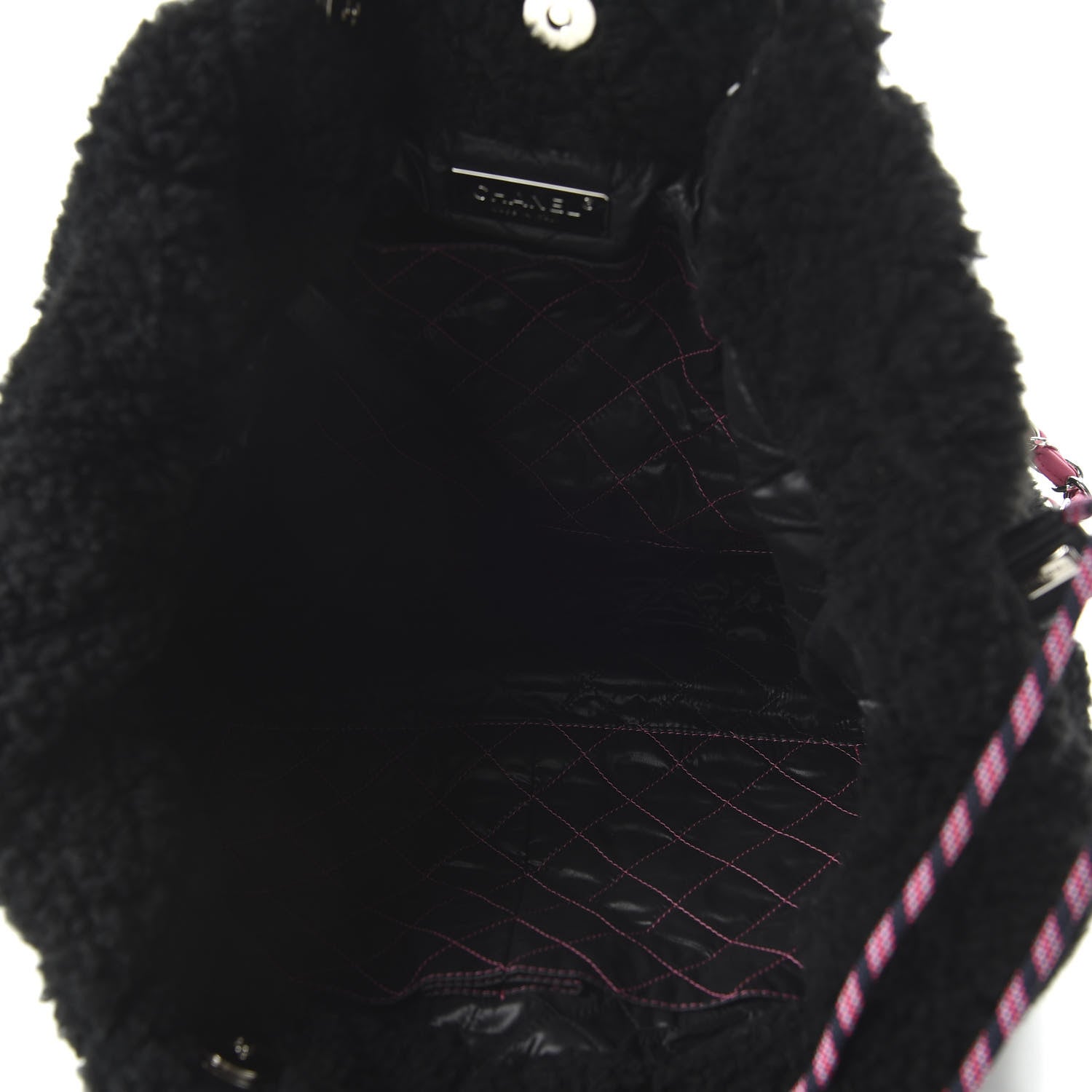 Chanel Shearling Sheepskin Large Coco Neige Tote Black 5 of 10