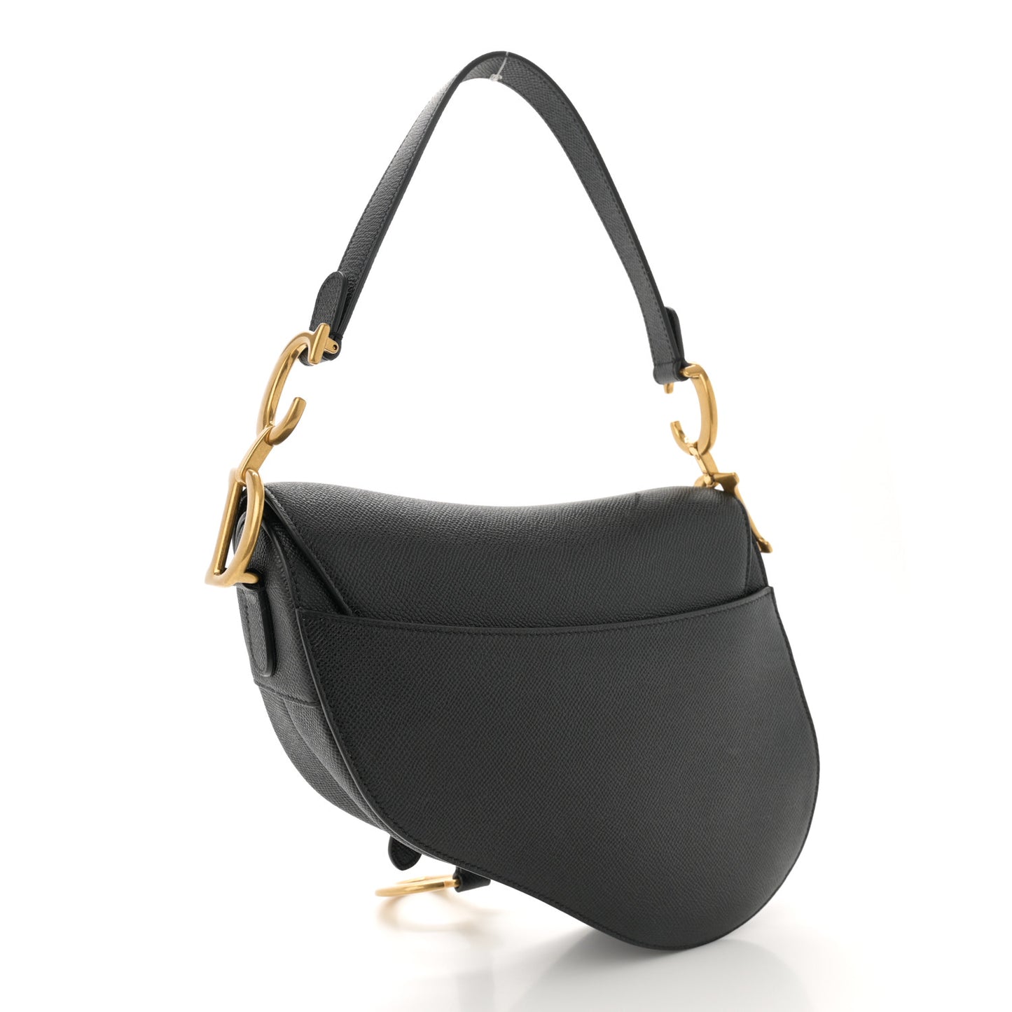Grained Calfskin Saddle Bag Black
