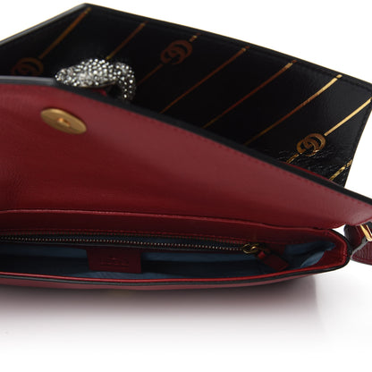 Gucci Calfskin Diagonal GG Medium Thiara Double Envelope Shoulder Bag Black Red 7 of 10
