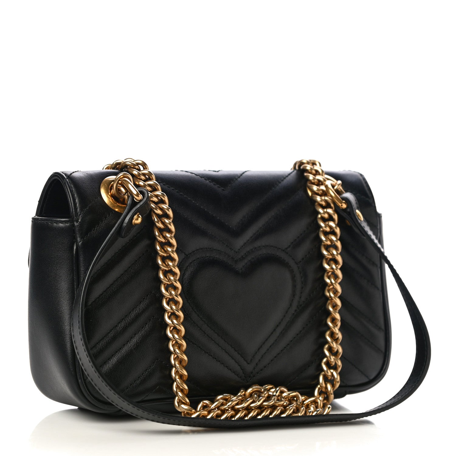 Gucci Calfskin Matelasse Mini GG Marmont Shoulder Bag Black 3 of 12