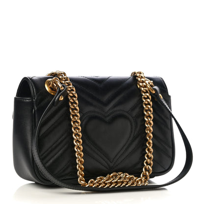 Gucci Calfskin Matelasse Mini GG Marmont Shoulder Bag Black 3 of 12