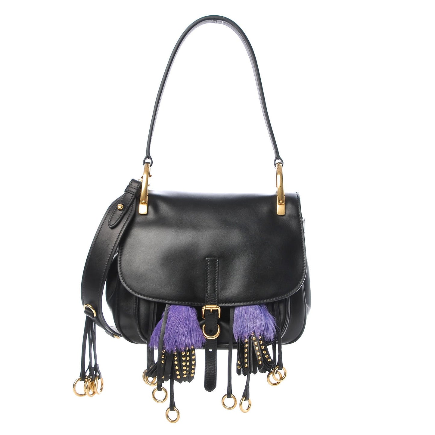 City Calf Fringe Corsaire Bag Nero Black