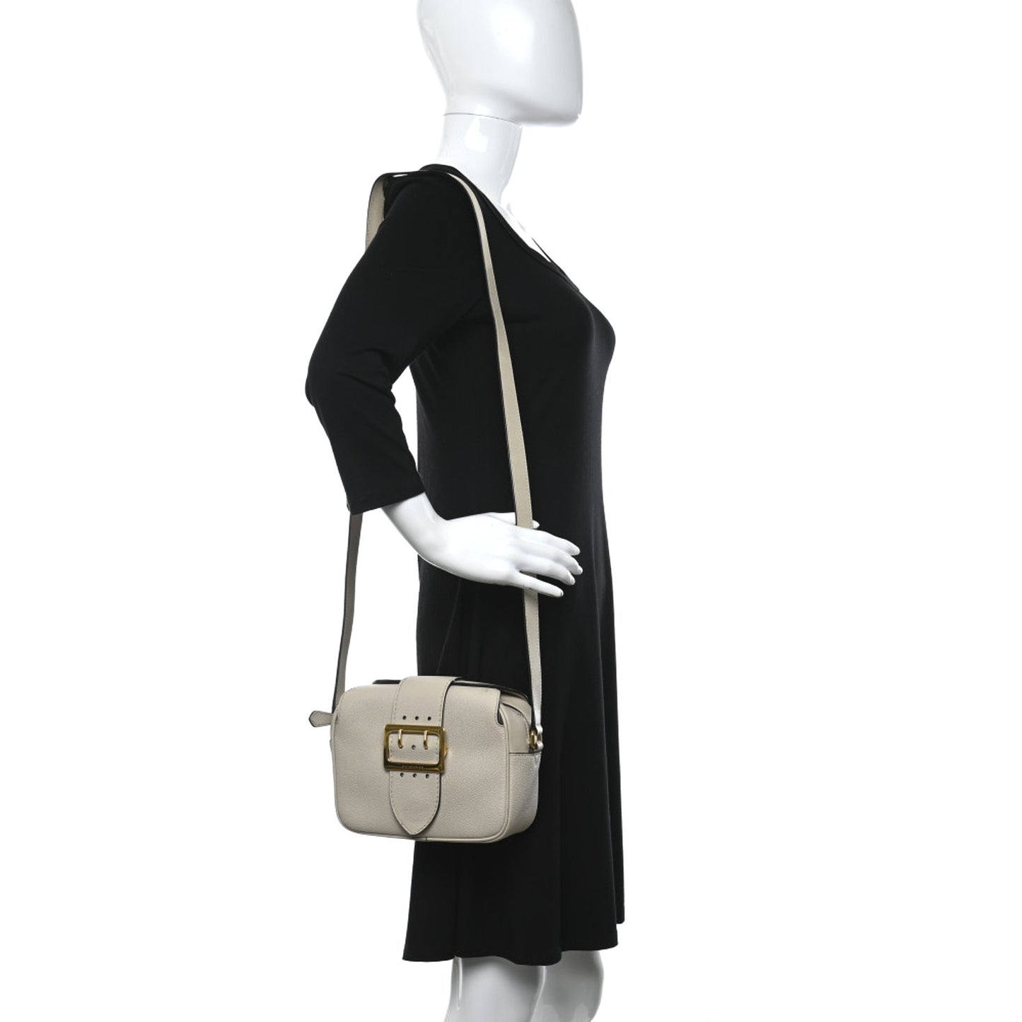 Soft Grain Calfskin Small Buckle Zip Bag Limestone