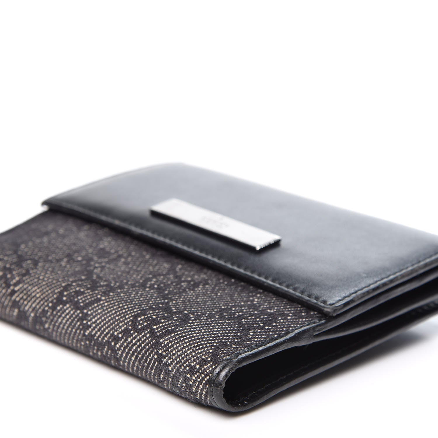 Gucci Calfskin Denim Monogram French Flap Wallet Black 8 of 11