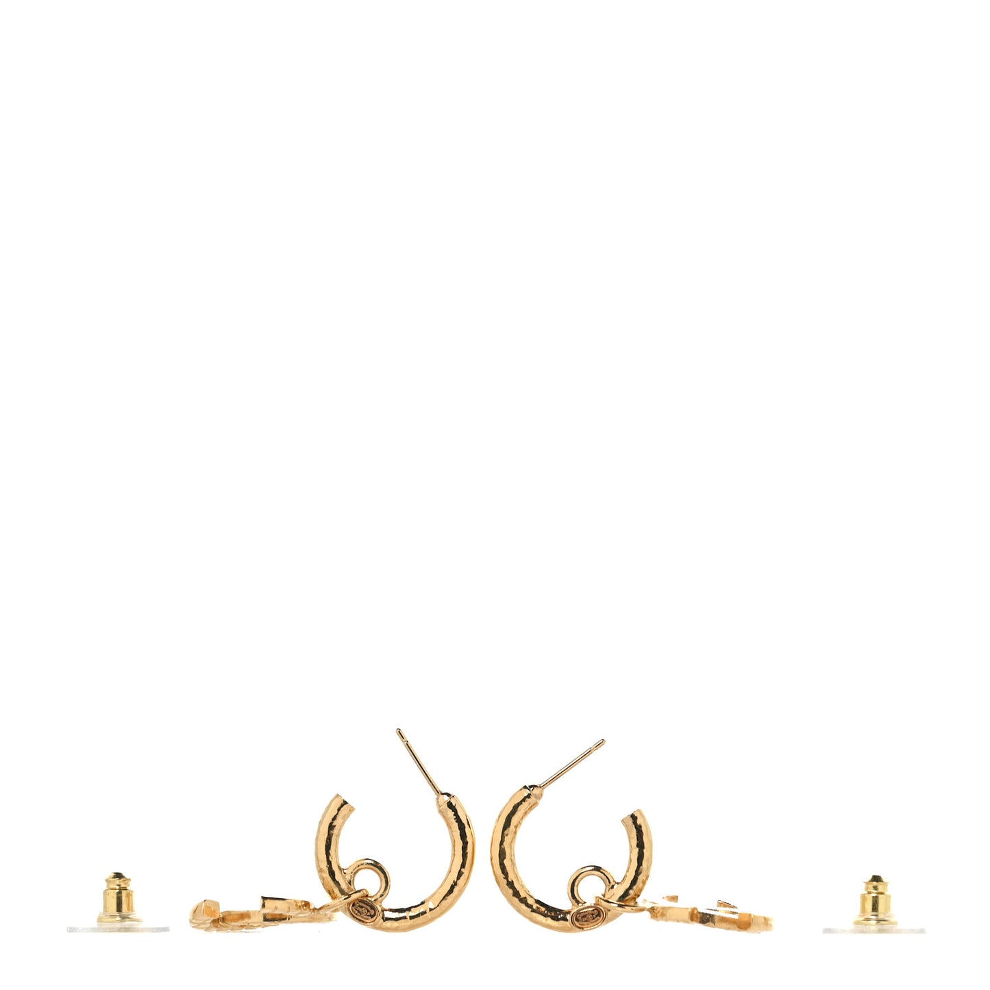 Quilted CC Logo Hoop Earrings Gold
