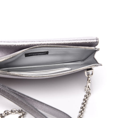 Dolce & Gabbana Metallic Dauphine Embellished Logo Chain Pouch Argento 5 of 10