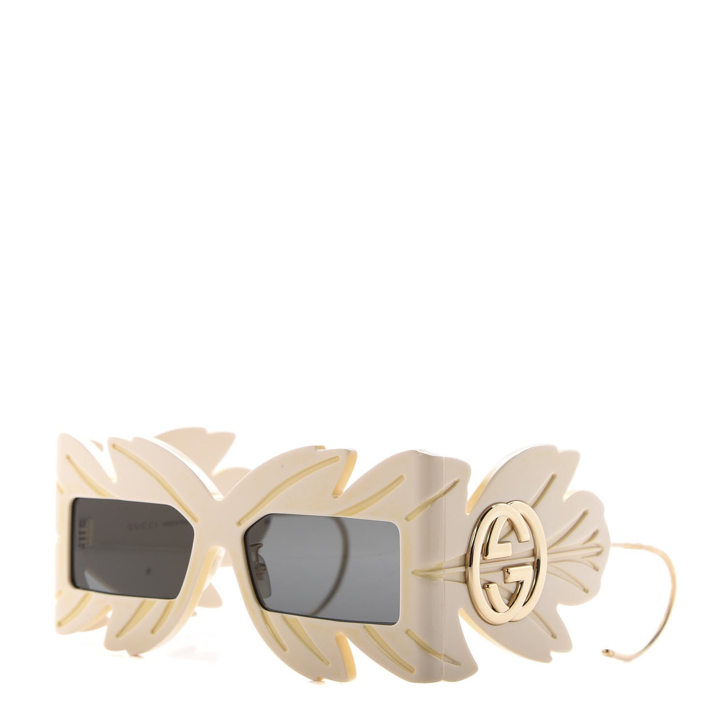 Acetate Square Frame Wing Sunglasses GG0429S Ivory