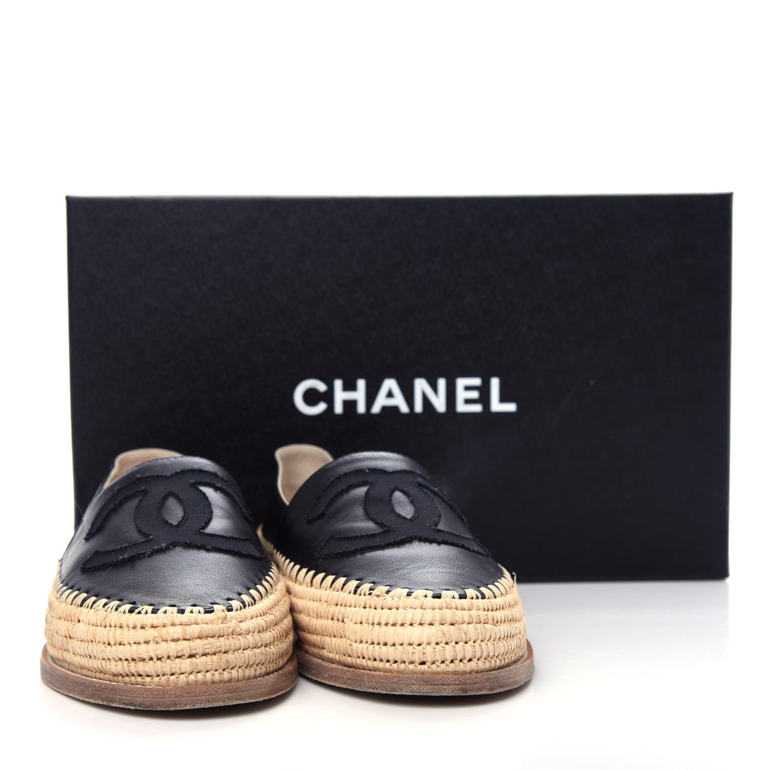 Chanel Lambskin Grosgrain CC Espadrilles 38 Black 11 of 11