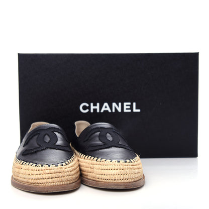 Chanel Lambskin Grosgrain CC Espadrilles 38 Black 11 of 11