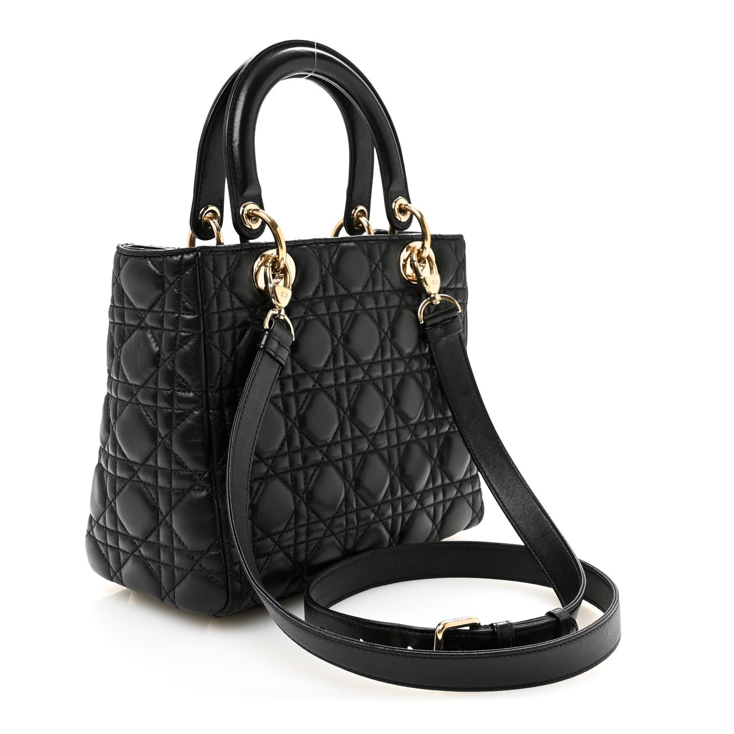 Christian Dior Lambskin Cannage Medium Lady Dior Black 3 of 10