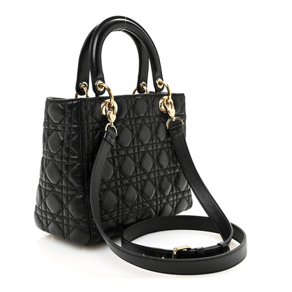 Christian Dior Lambskin Cannage Medium Lady Dior Black 3 of 10
