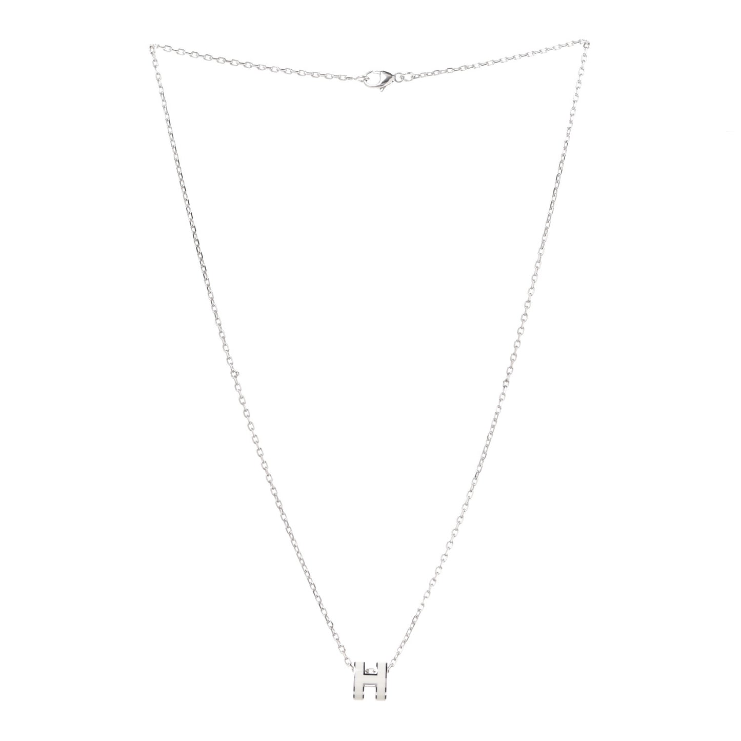 Lacquered Palladium Mini Pop H Pendant Necklace White